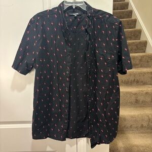 Carbon Black Flamingo Print Men's Shirt